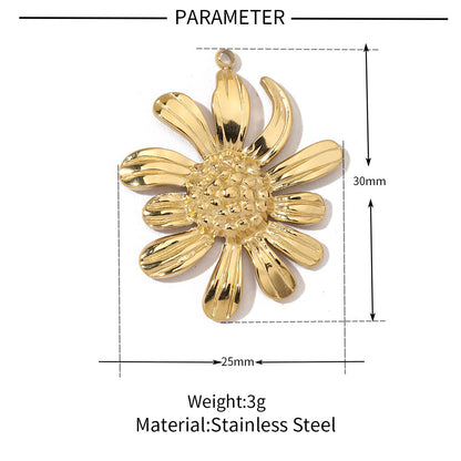 Square oil drop flower titanium steel necklace pendant
