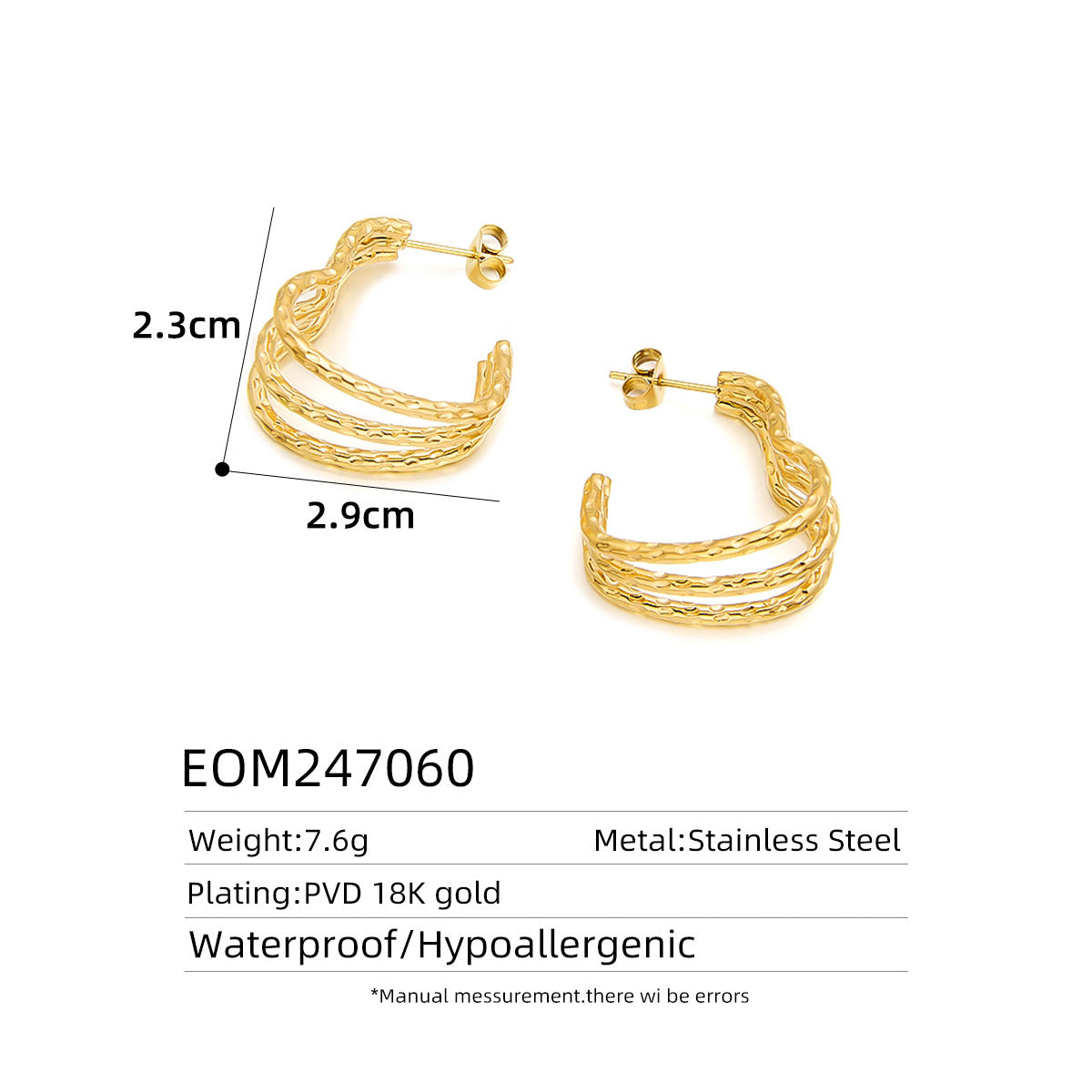 18K Gold Titanium Steel Stud Earrings