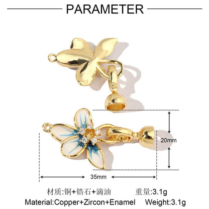 18K gold-coated colored flower copper zircon removable universal buckle