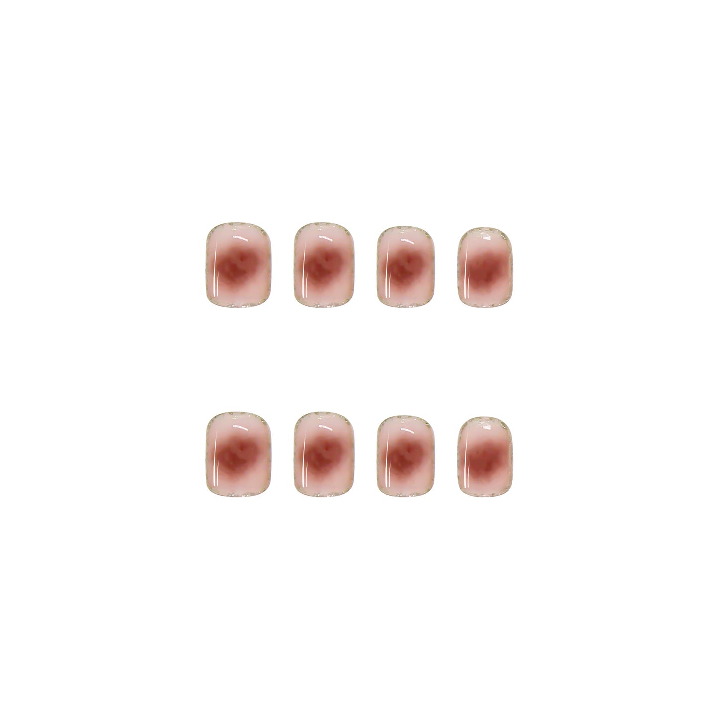 Trendy Blush Wearable Nails: Gold Powder Short
