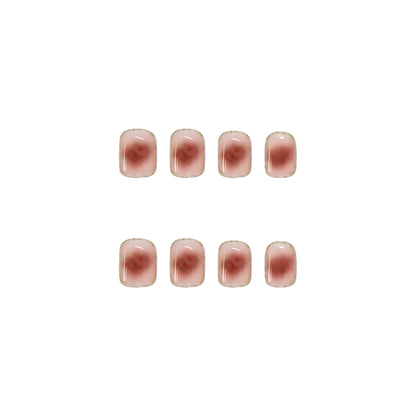 Trendy Blush Wearable Nails: Gold Powder Short