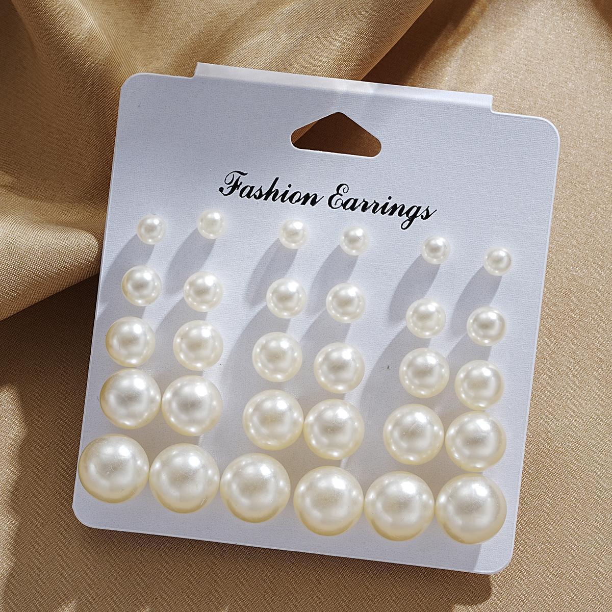 Retro Imitation Pearl Stud Earring Set (15 Pairs)