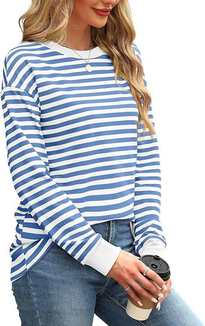Striped long-sleeved top