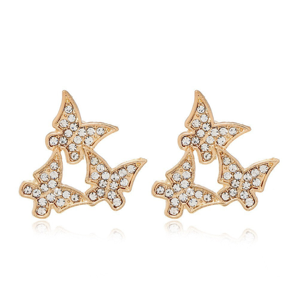 Diamond Sweet Butterfly Stud Earrings