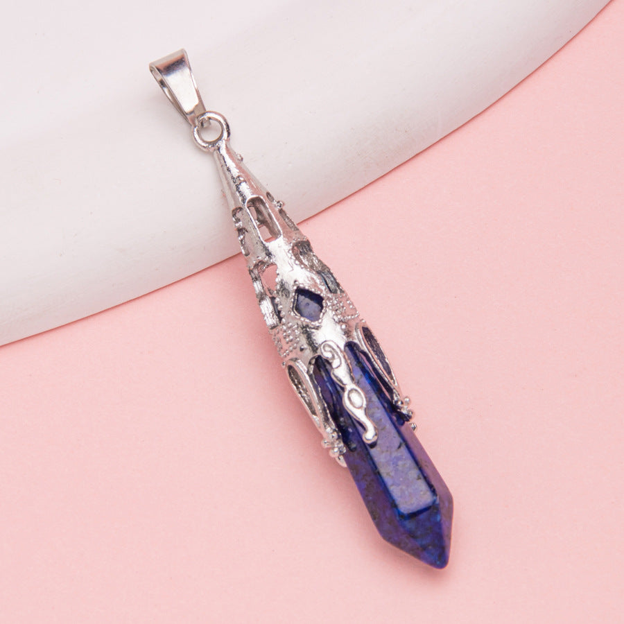 Crystal Agate Hexagonal Pyramid Pendulum Pendant