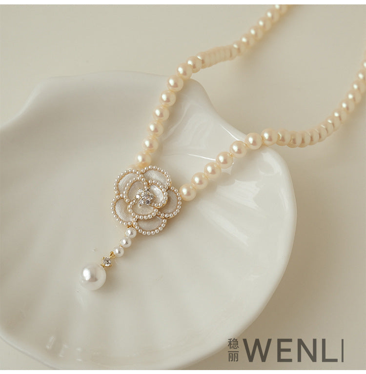 Camellia Pearl Necklace Female
