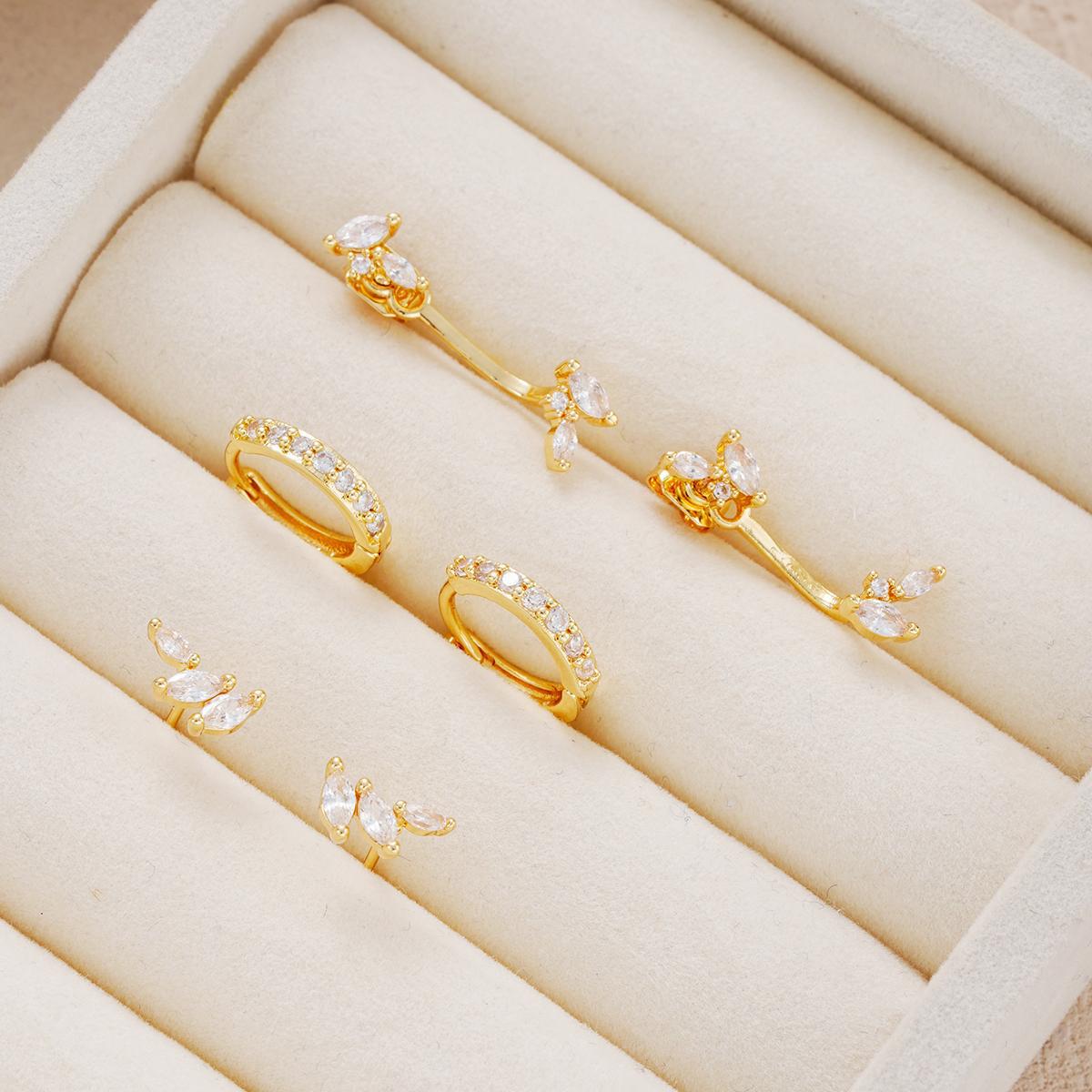 Zircon Teardrop Stacked Earrings Set