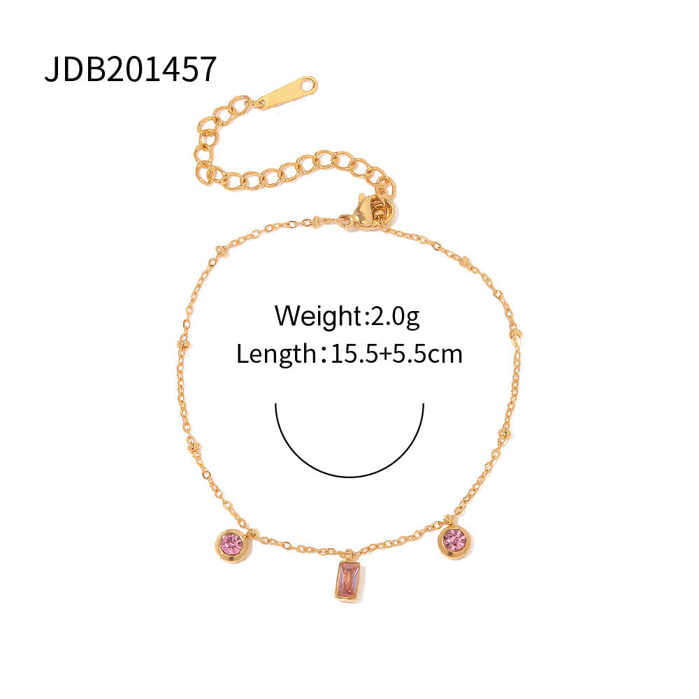 Square Pink and Purple Round Pendant Bracelet