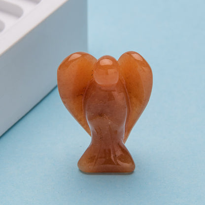 Cristal 1,5 polegadas anjo escultura pedra de quartzo diy decoração para casa pingente 