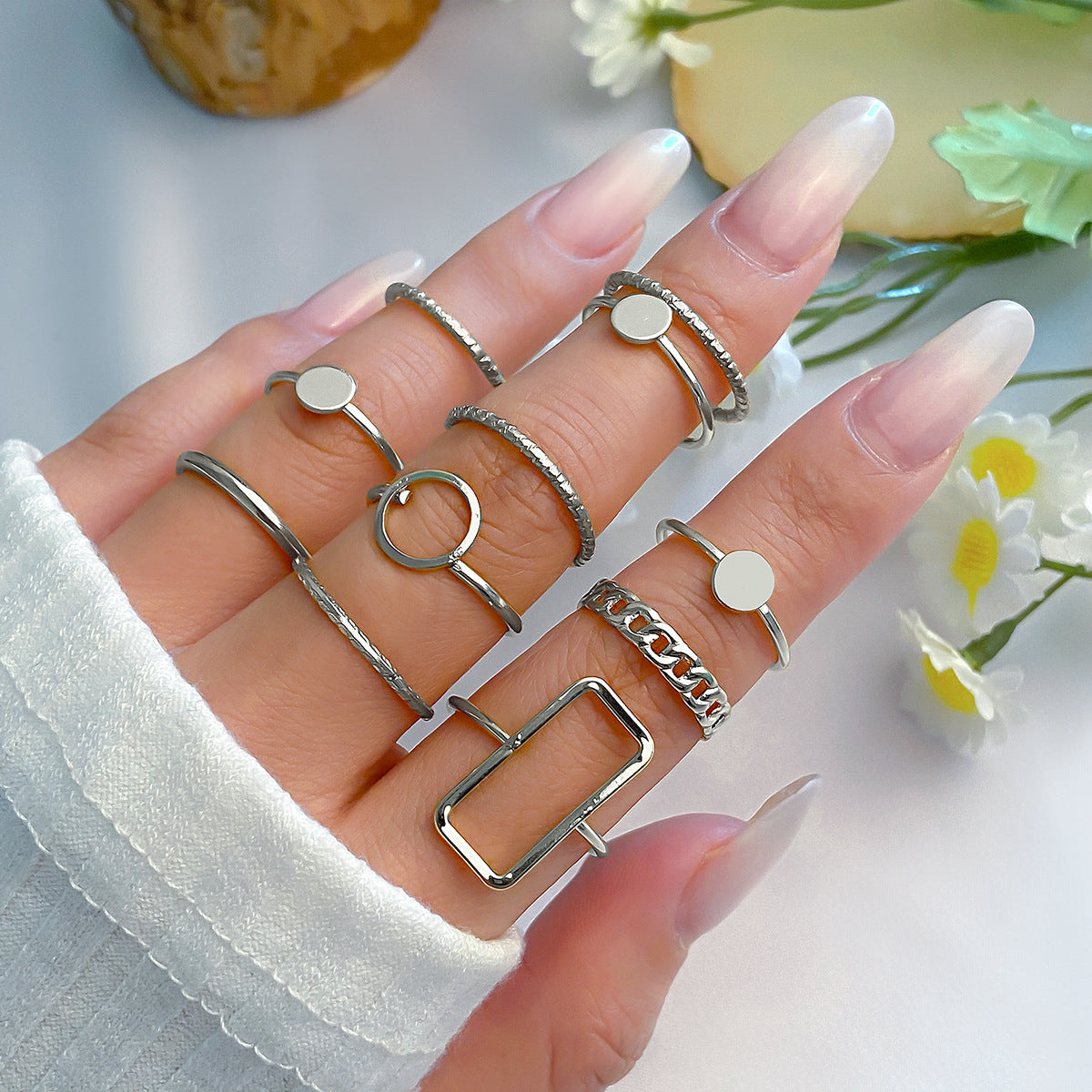 Stacked rhinestone zircon ring