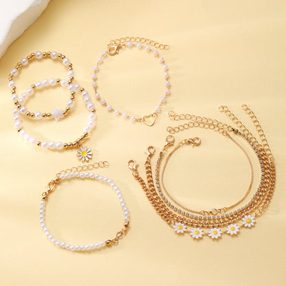 Daisy Pearl Bracelet 8-Piece Set
