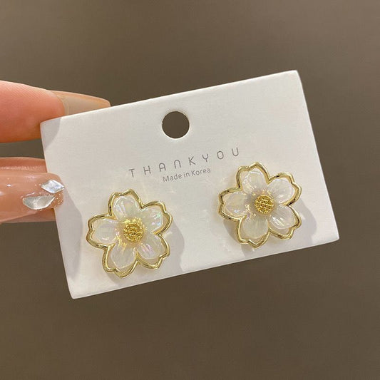 Pendientes con forma de flor de hada en plata S925 