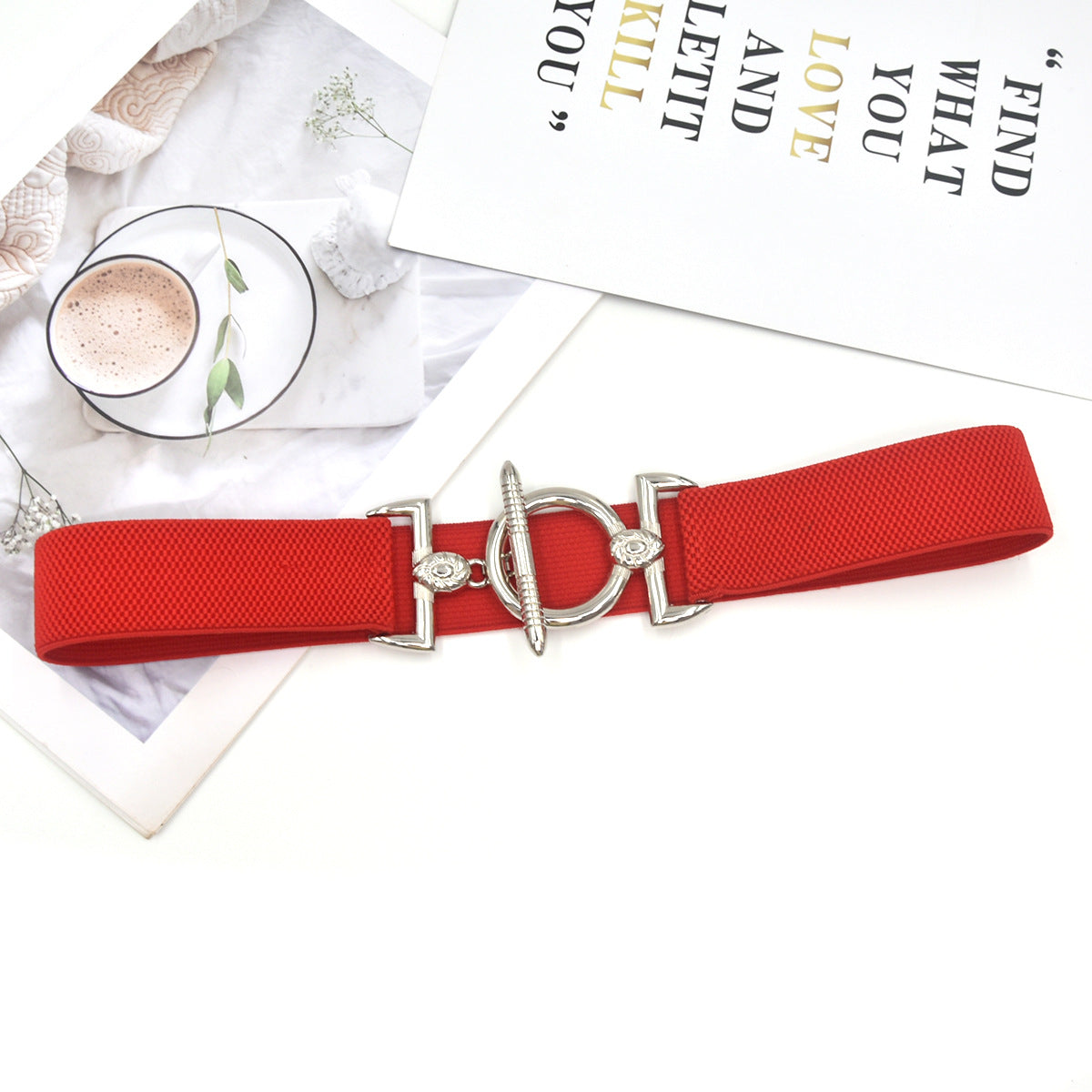 Hook buckle women's elastic belt