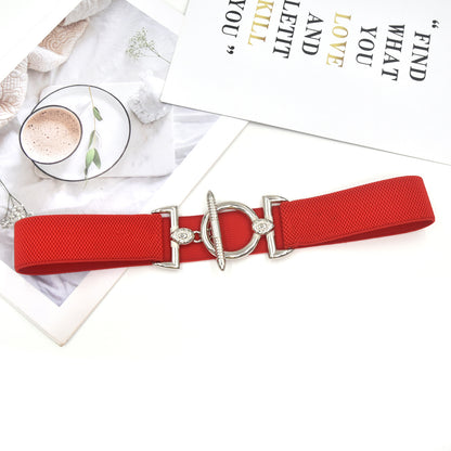 Hook buckle women's elastic belt