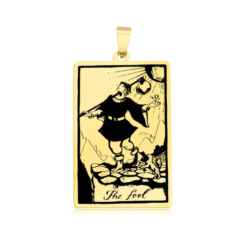 5 pcs/pack, gold tarot titanium steel pendant.