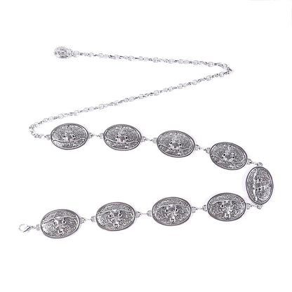 Oval buckle bull head metal chain waist chain