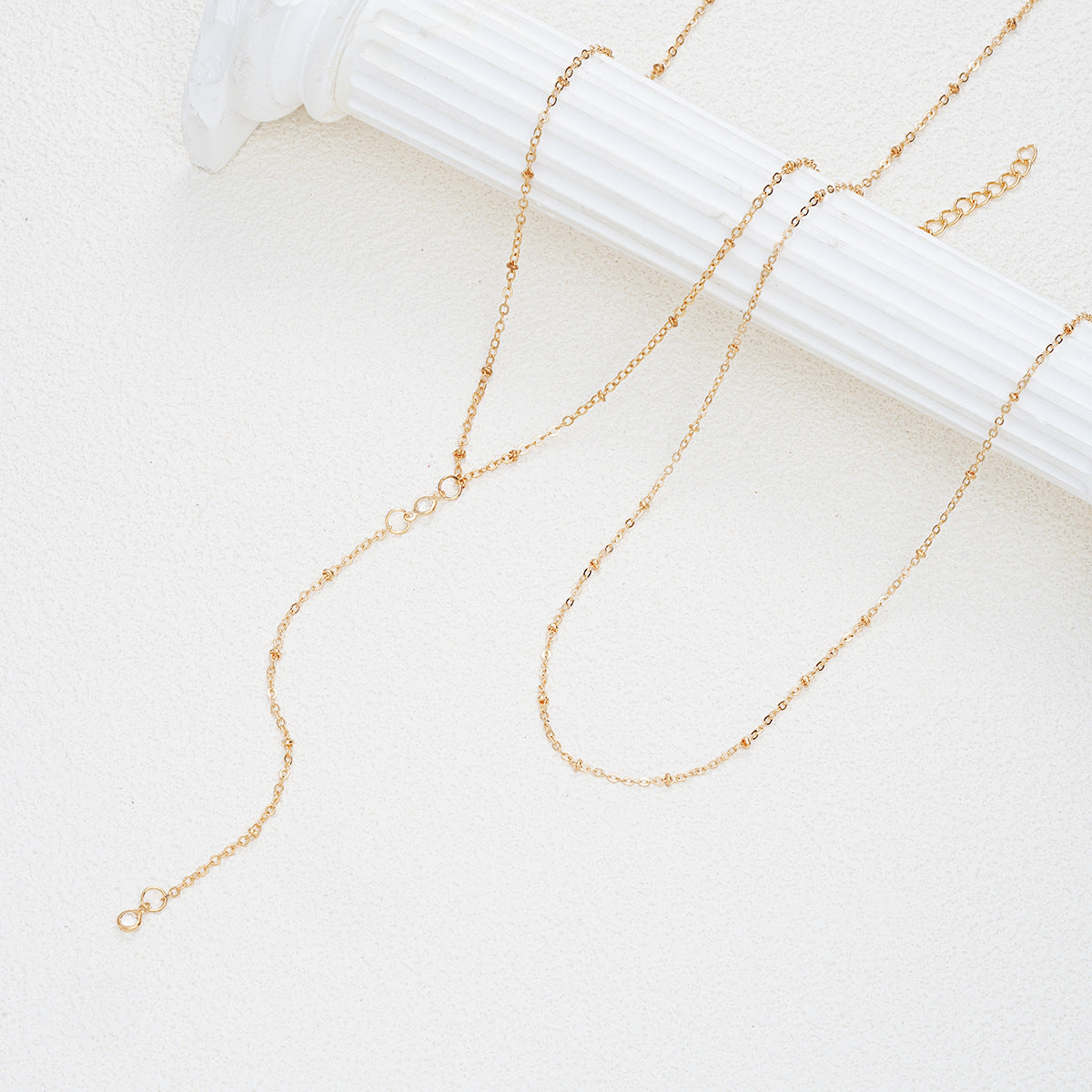 Double-Layer Zircon Y-Shape Necklace Set