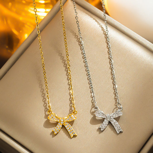 Colar com pingente de borboleta Ti Inlay, versão coreana, elegante 
