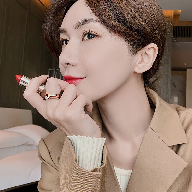 Women's Titanium Steel Double-Layer Zircon Index Ring