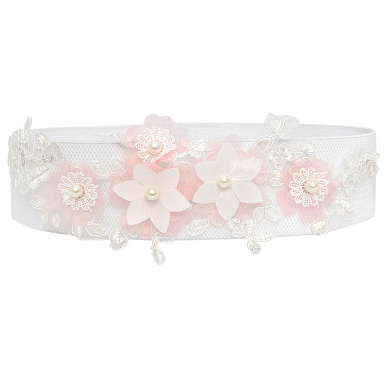 Embroidered ladies waist elastic belt