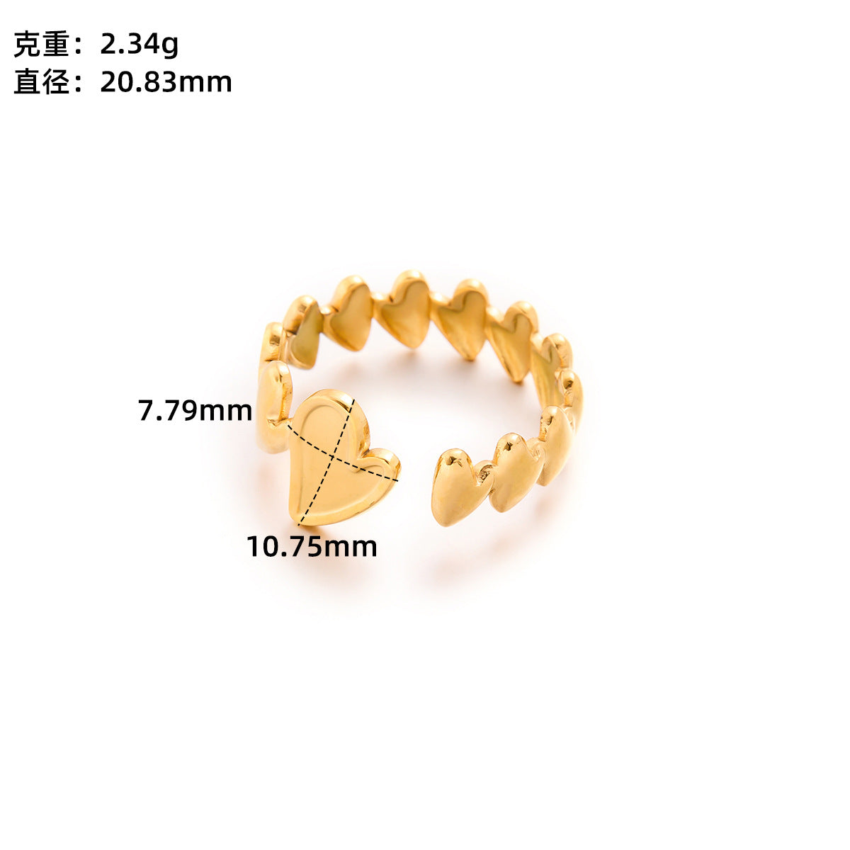 Retro Wide-Pleated Heart Titanium Steel Ring — 18K Gold Plated