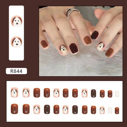 Dog Short Square Fake Nails