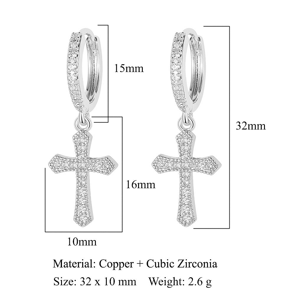 Crescent Star Flower Copper Zircon Women's Earrings