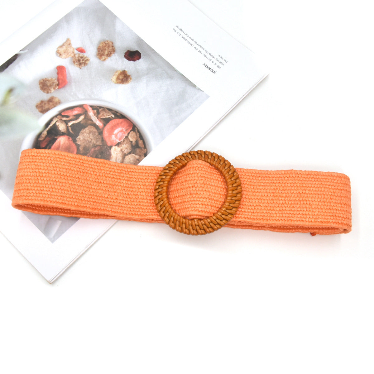 Cotton and linen elastic woven elastic belt