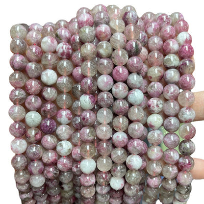 A + grade natural plum blossom tourmaline round beads