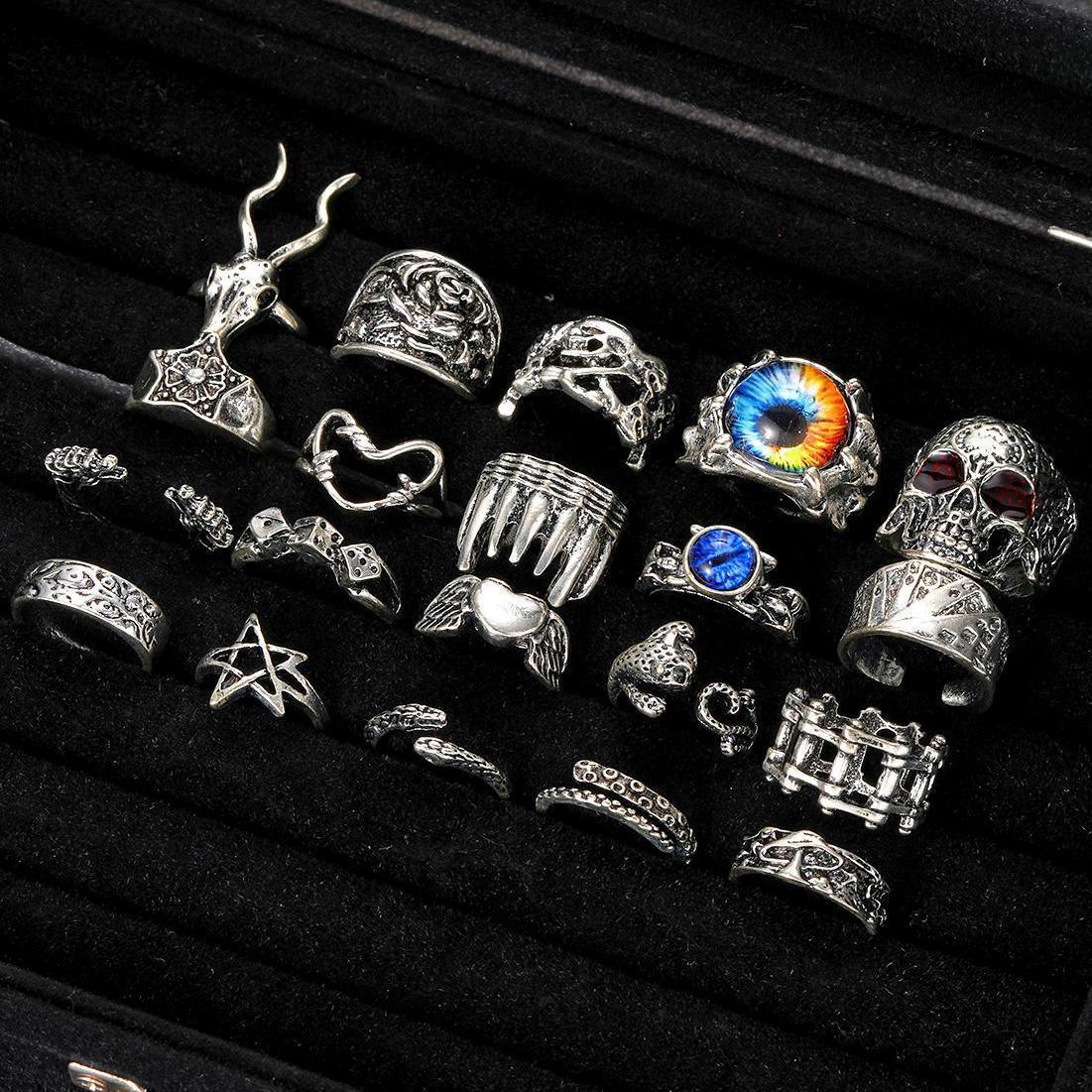 Skull Spider Punk Ring Set (20-piece)