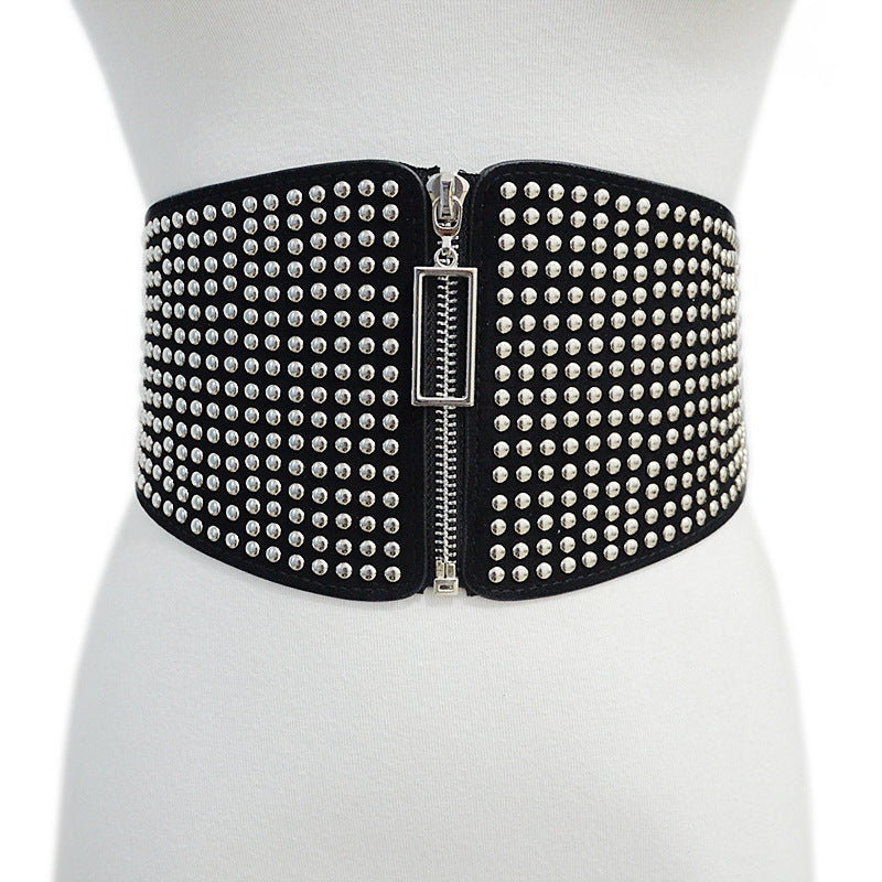 Punk style rivet flannel waist seal