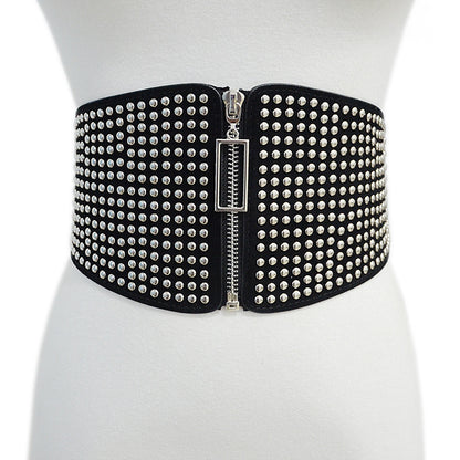 Punk style rivet flannel waist seal