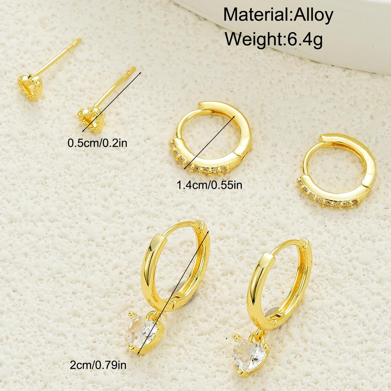 18K Gold Plated Zircon Peach Heart Earrings