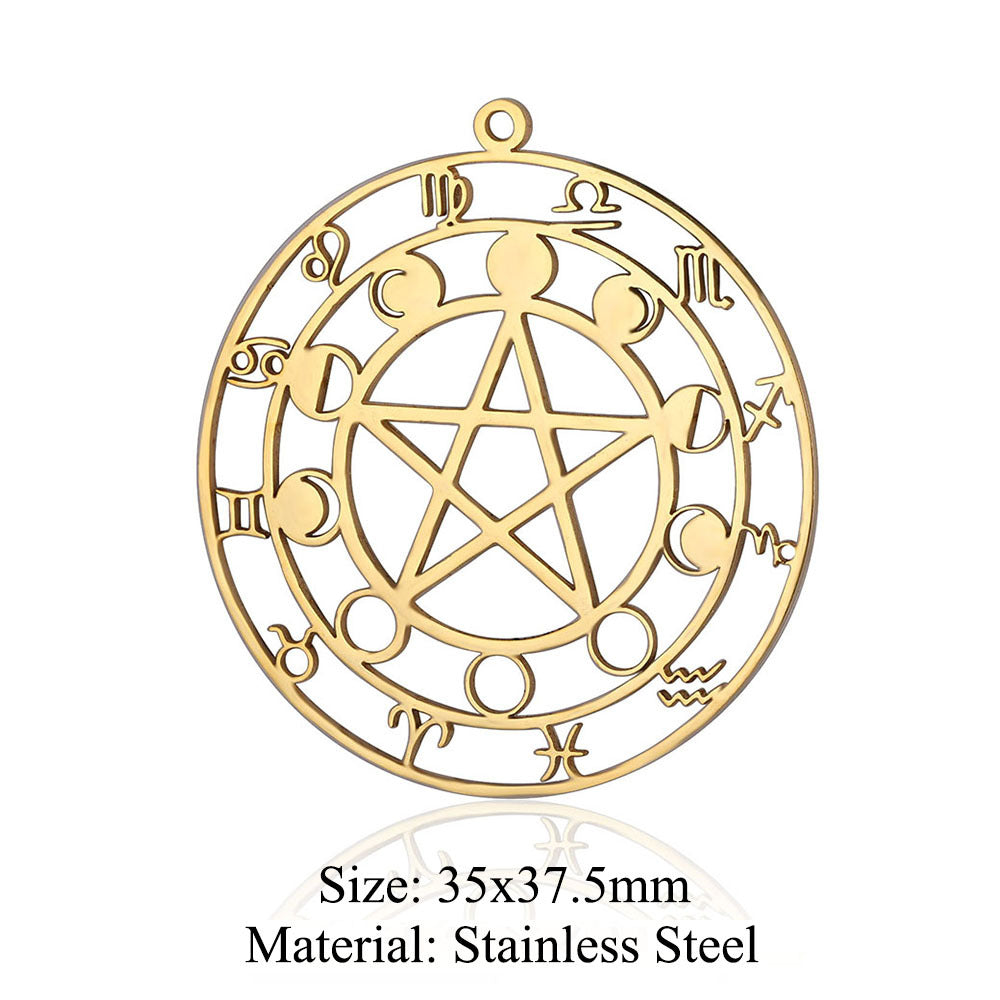 5 pcs/bag witch titanium steel pendant peach heart cross