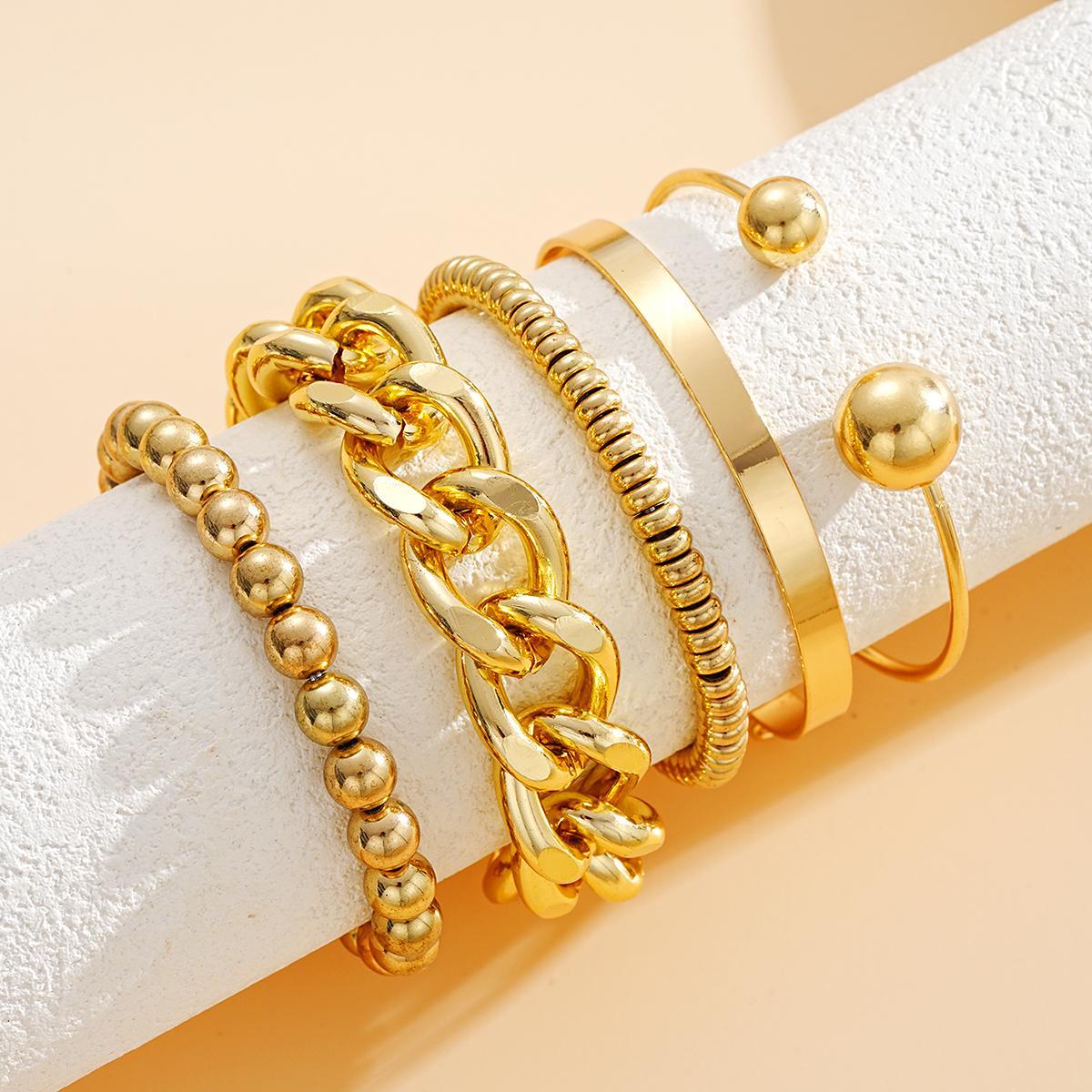 5-Piece Thick Chain Bracelet Set