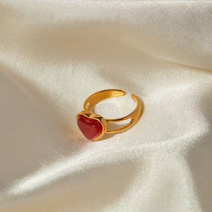 Red agate heart ring