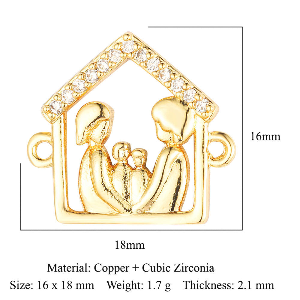 Bead butterfly copper zircon double hole accessories family pendant