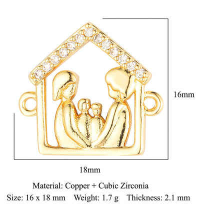 Bead butterfly copper zircon double hole accessories family pendant