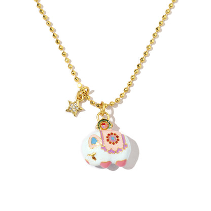 Plated 24K real gold star elephant sand gold necklace