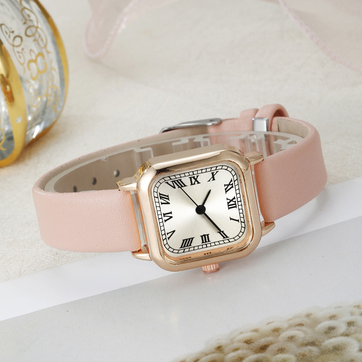 Square Watch Dial Belt Women's Jewelry Set