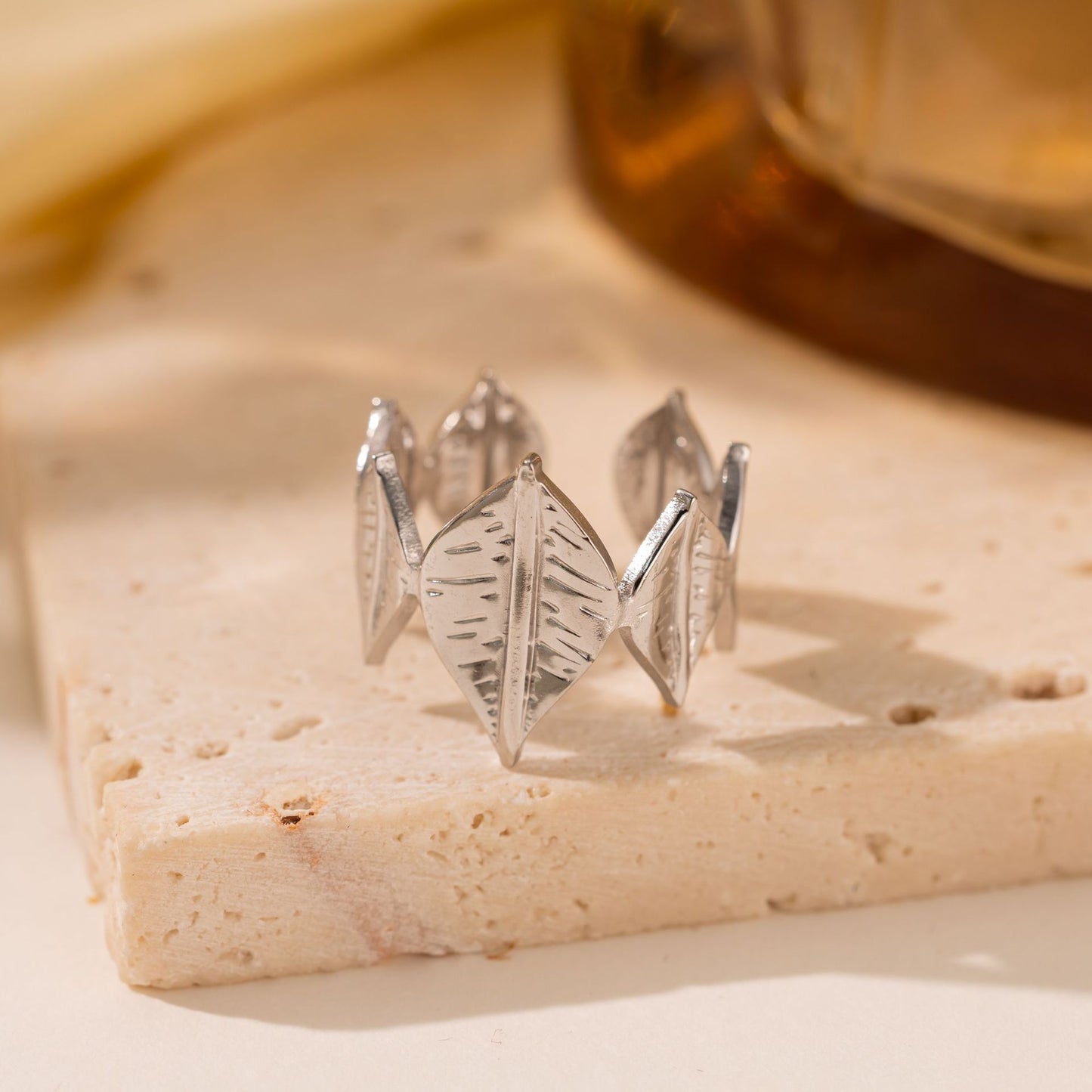 Titanium Steel Leaf Ring