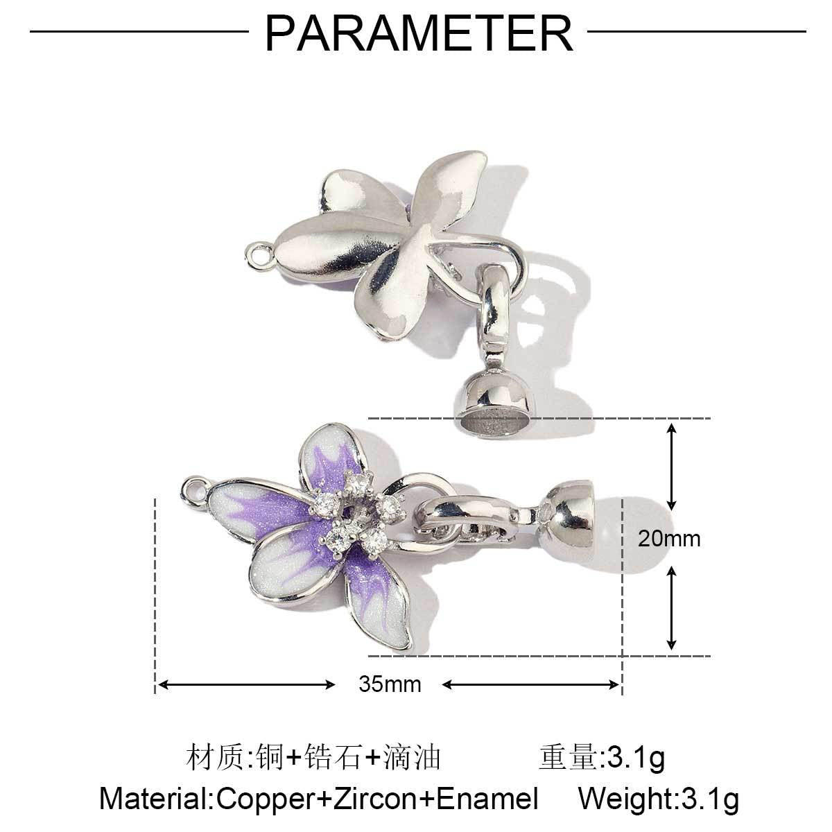 18K gold-coated colored flower copper zircon removable universal buckle