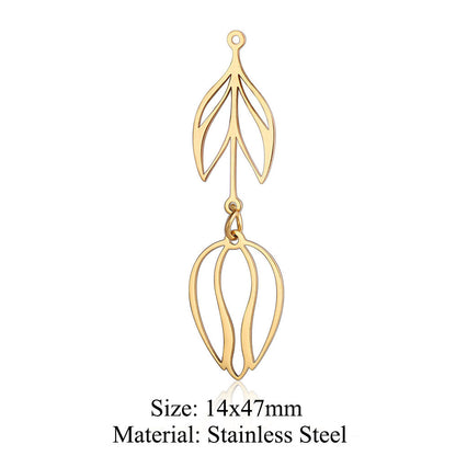 5 pcs/pack flower fringed titanium steel pendant