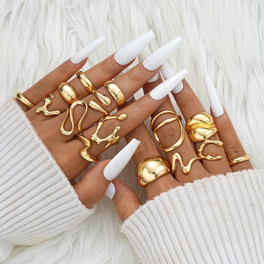 Gold Lava Line Ring Set