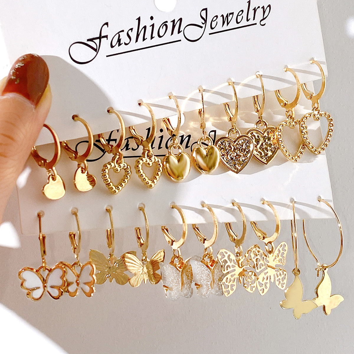 Hollow Love Butterfly Earring Set