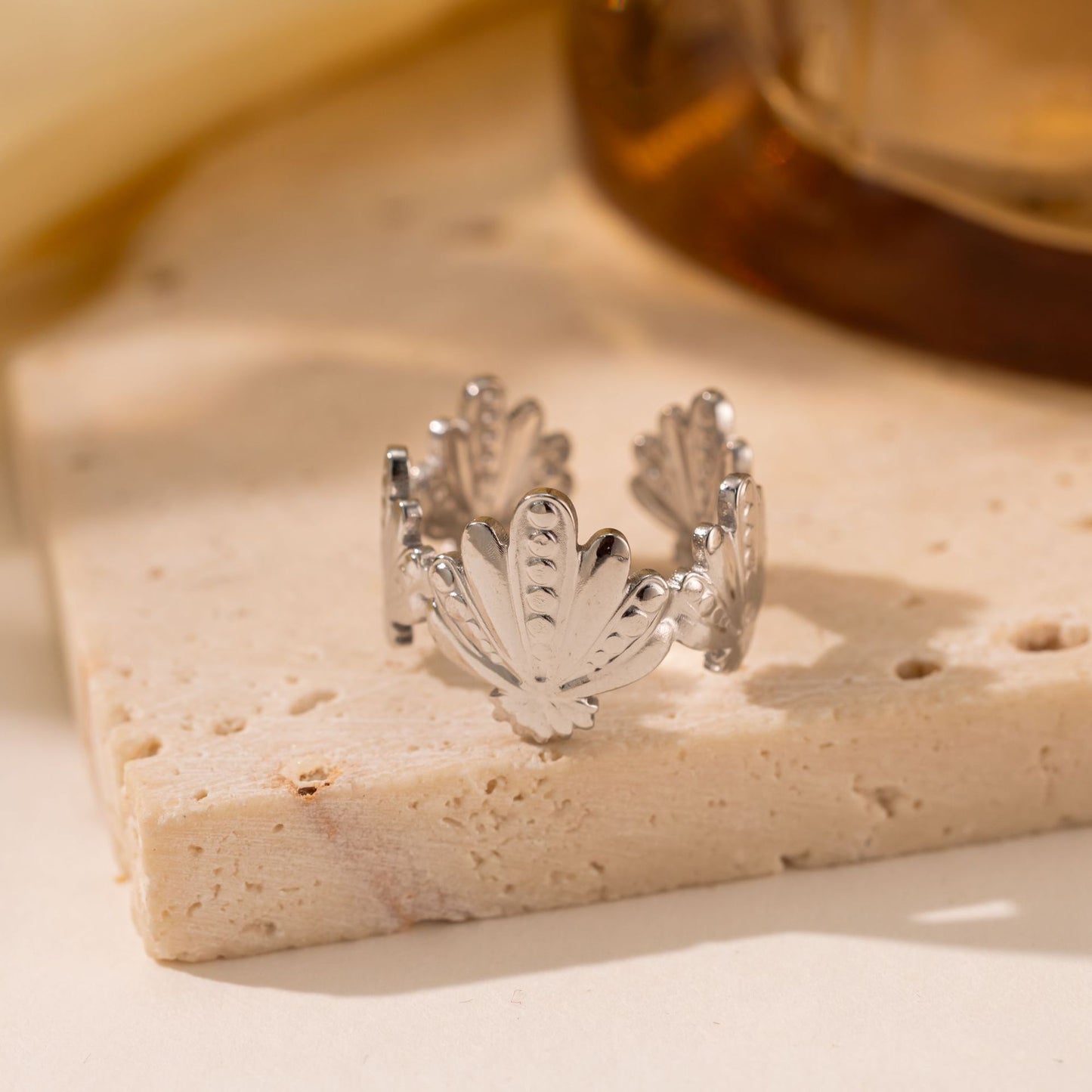 Titanium Steel Leaf Ring