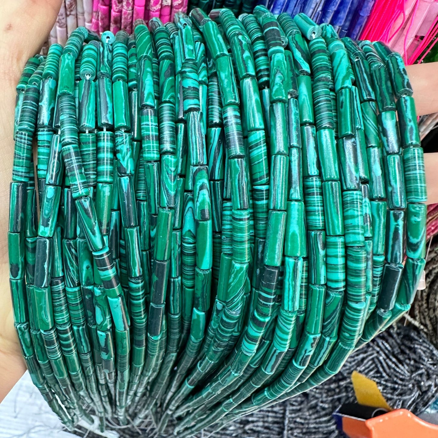 4*13MM natural stone crystal cylindrical spacer beads