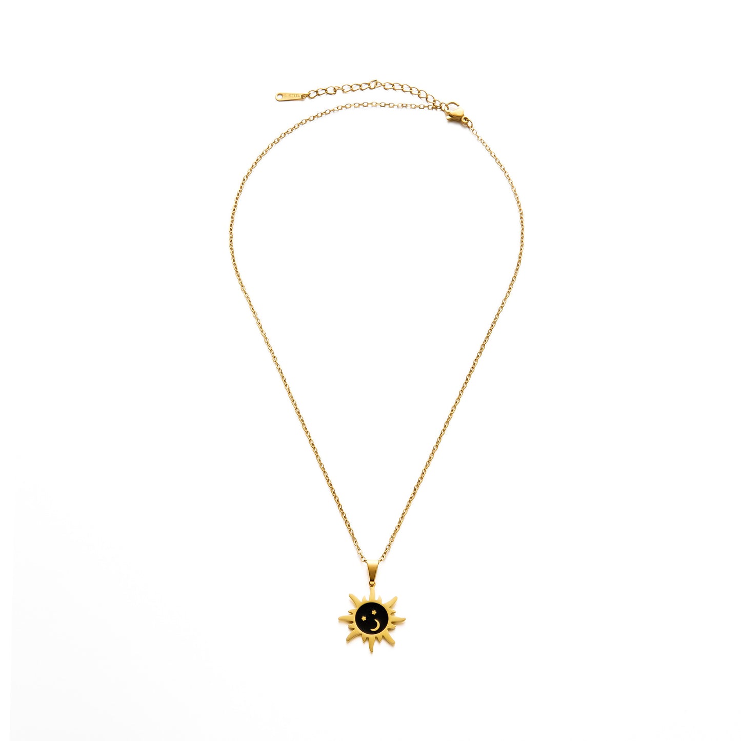 Titanium Steel Sun & Moon Necklace