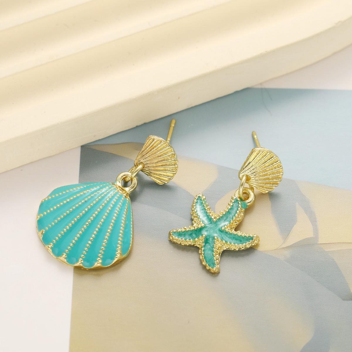 Asymmetric Starfish Shell Earrings