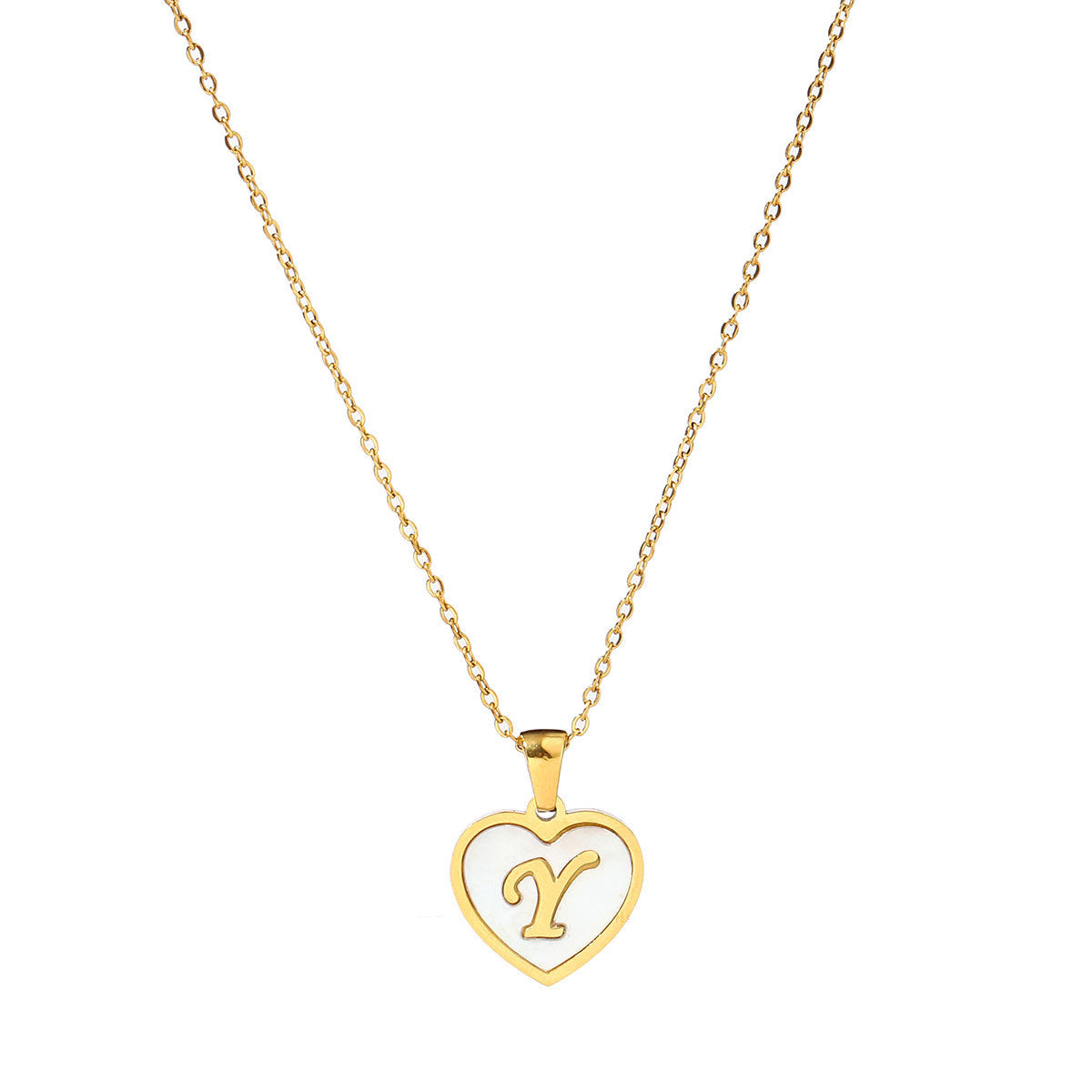 Titanium steel heart-shaped 26 English letter necklace